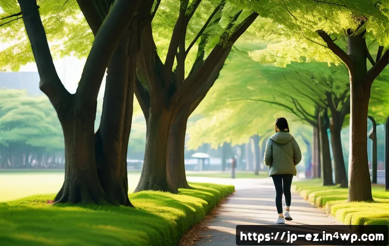 야외 마인드풀니스 워크숍 참여하기 - A serene urban park scene during early morning, featuring a young Japanese woman dressed in comforta...